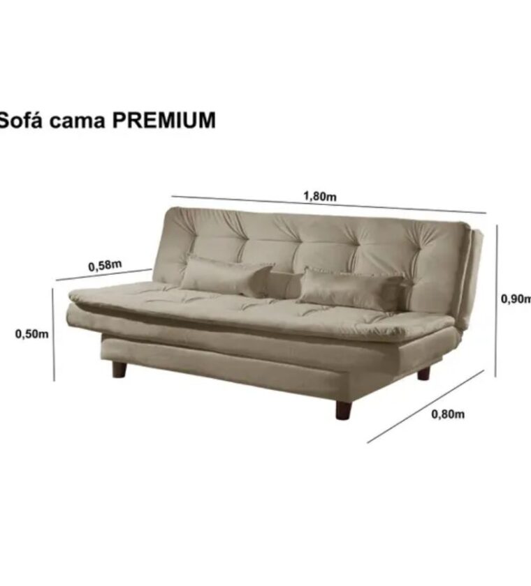 Sofa Cama 3 Lugares Premium - Bege - Pro Stylos Estofados