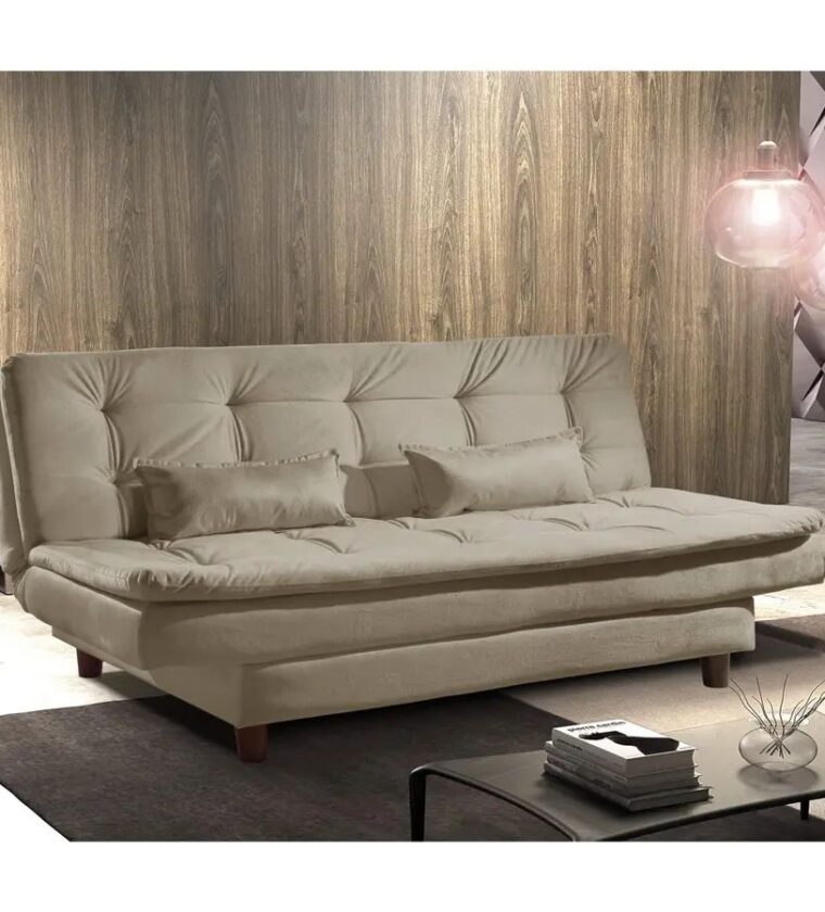 Sofa Cama 3 Lugares Premium - Bege - Pro Stylos Estofados