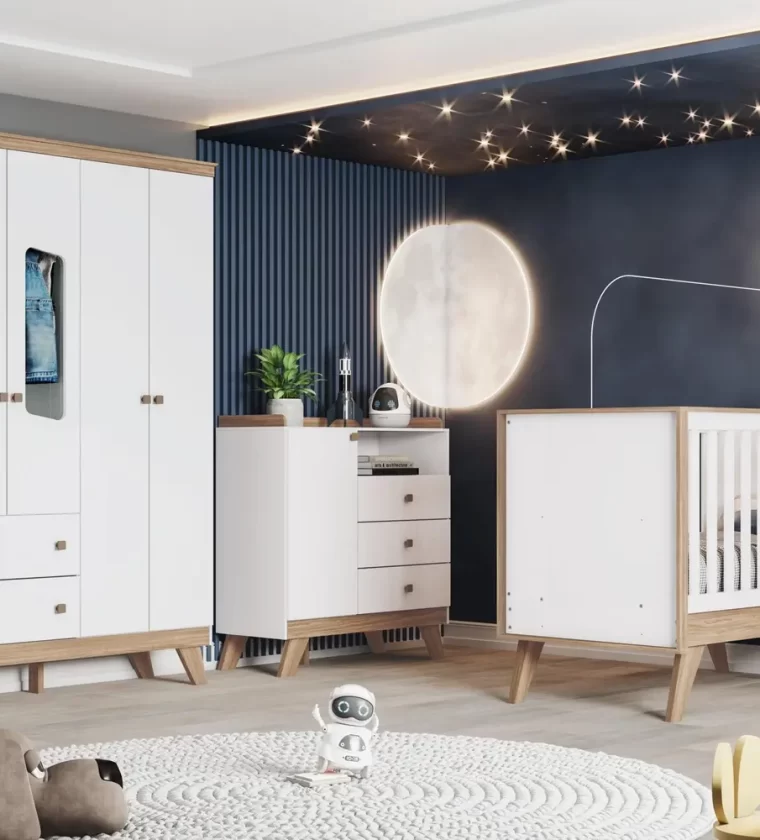 Comoda Confete 1 Porta 03 Gav Branco/Jequitiba HP UN (HENN)