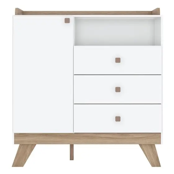 Comoda Confete 1 Porta 03 Gav Branco/Jequitiba HP UN (HENN)