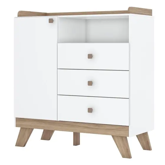 Comoda Confete 1 Porta 03 Gav Branco/Jequitiba HP UN (HENN)