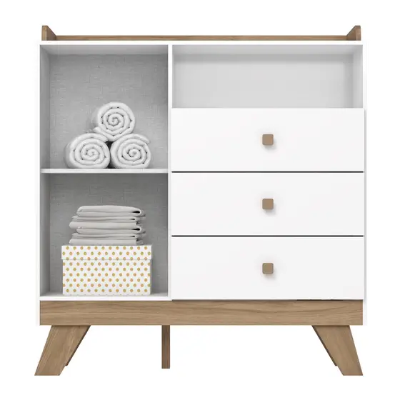 Comoda Confete 1 Porta 03 Gav Branco/Jequitiba HP UN (HENN)