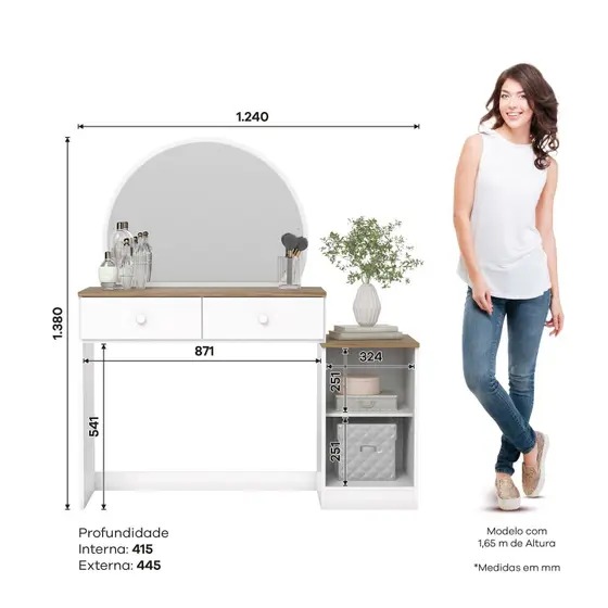 PENTEADEIRA AGNES 1PT 2GAV BRANCO/JEQUITIBA HP UN (HENN MOVEIS)