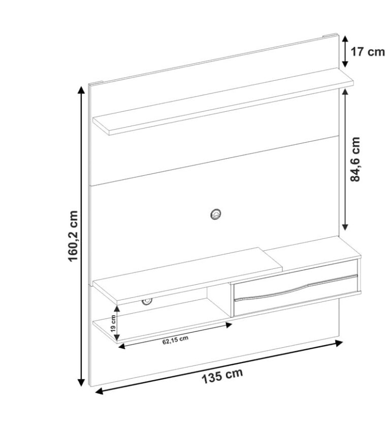 Painel para Tv 55 Polegadas 1,35m Off White/Freijó Trend com Lampada Led