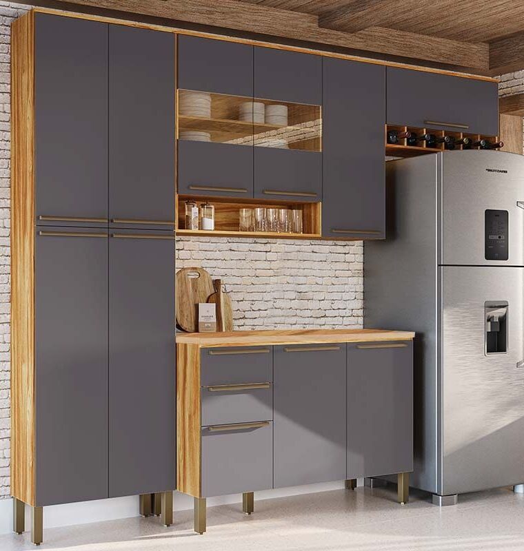 Cozinha Completa Nápoli Prime 4 Peças (2Aéreo+1Balcão+1Paneleiro) C4P01 - Ronipa