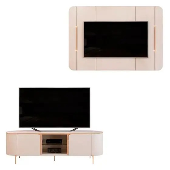 Bancada com Painel para Tvs até 65 Polegadas DJ Móveis Adele com LED e 2 Portas - DJ Moveis