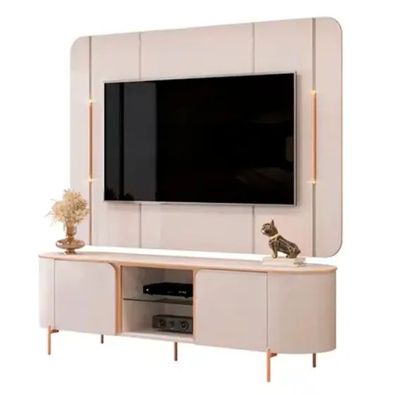 Bancada com Painel para Tvs até 65 Polegadas DJ Móveis Adele com LED e 2 Portas - DJ Moveis