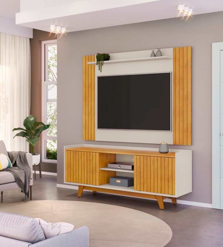Rack Flat e Painel Trend Extensível para tv de até 60 polegadas Cebro/Bali