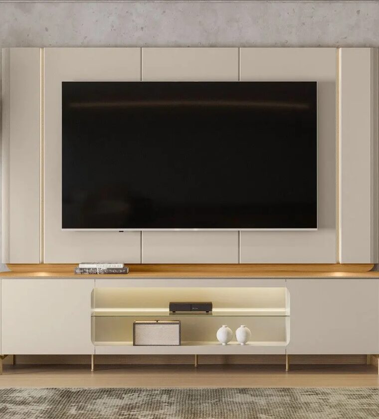 RACK SANTORINI C/LED PAINEL SANTORINI TAUARI/OF WHIT FOSCO