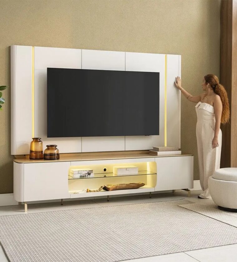 RACK SANTORINI C/LED PAINEL SANTORINI TAUARI/OF WHIT FOSCO