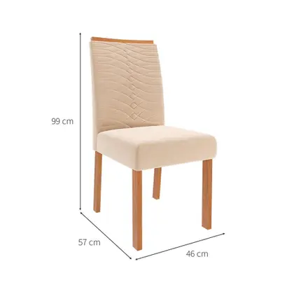 Conjunto com 2 Cadeiras Clarice Wood Linho Bege e Madeira - Modern