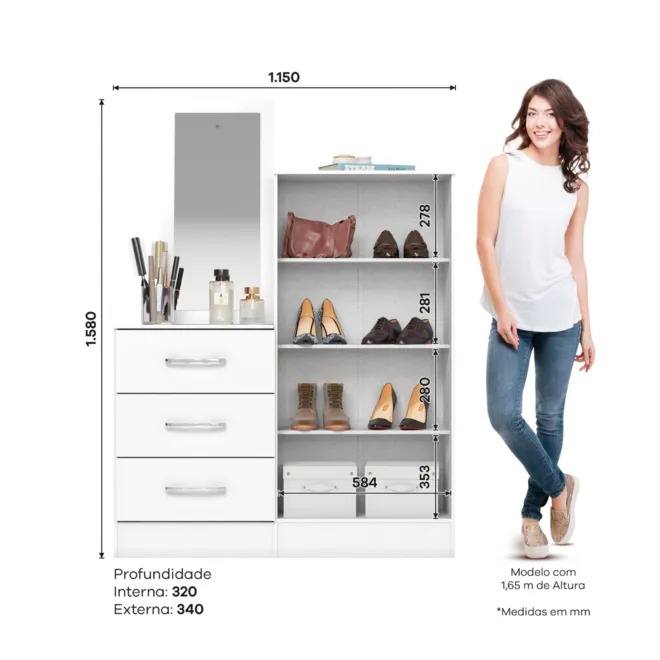 Cômoda Multiuso 02 Portas 03 Gavetas B700 Briz Branco