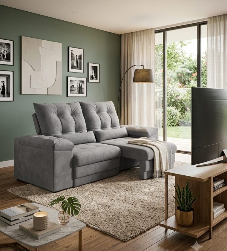 Sofá Retrátil e Reclinável NORDESTE FLEX Colômbia 2 Lugares Suede Cinza