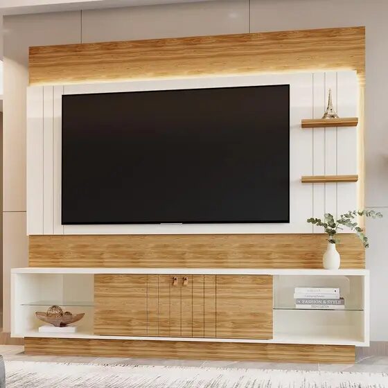 Estante Home Guaiba 781 Off White/Amendoa - Mobler