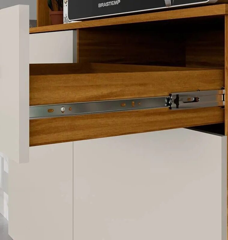 Cozinha Compacta Pinot 6 Portas 1 Gaveta 100% Mdf Amêndoa/Off White - Rio Doce