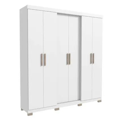Guarda-Roupa Casal Argos Plus 6 PT 3 GV Branco - Avelan Móveis