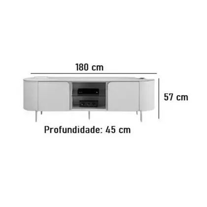 Bancada Adele 180 cm para TV 65 Polegadas Dj Moveis