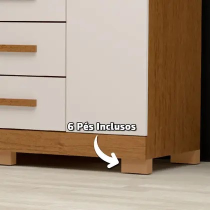 Cômoda Sapateira 2 Portas 5 Gavetas Diana Prime com Pés e Chave ACP Móveis