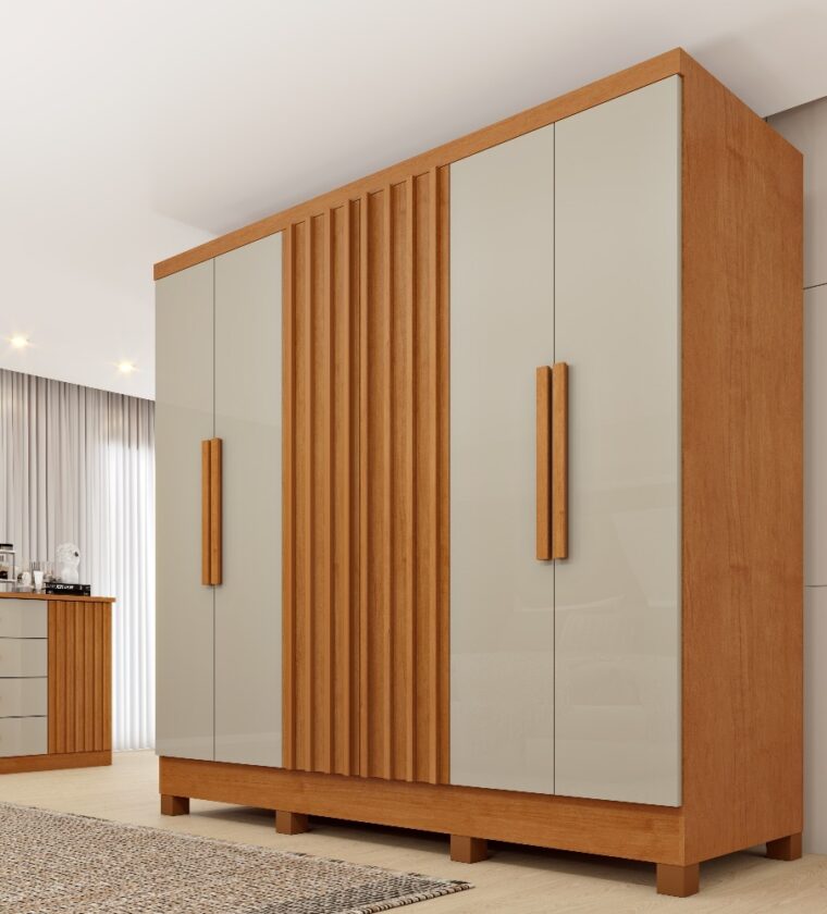 Guarda Roupa Itaperuna 6 Portas e 4 Gavetas Internas Tcil Cinamomo Off