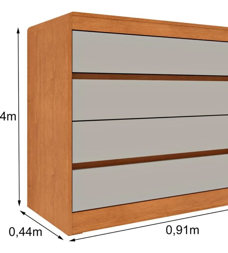 Cômoda Espanha 4 Gavetas Sem Pés Tcil Cor:Cinamomo/Off