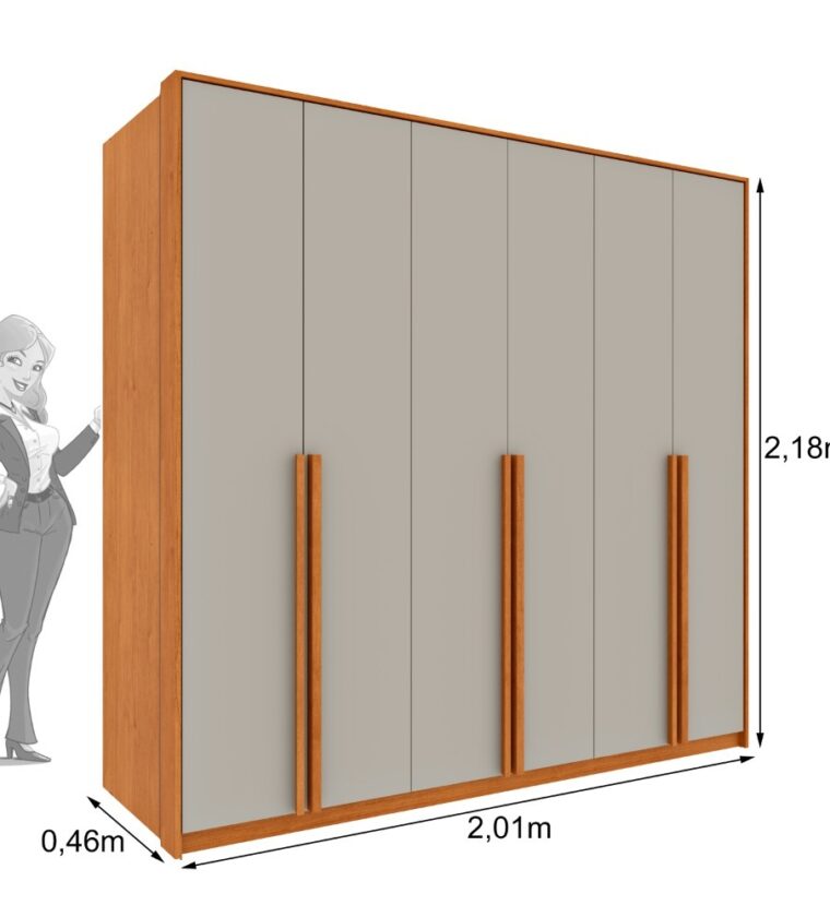 Guarda-Roupa 6 Portas Master 2,01 m Cinamomo/Off White – TCIL