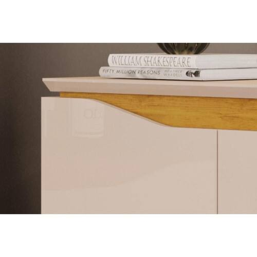 Buffet Aparador 3 Portas em MDF com Pés em MDF Joile Cedro/Off White