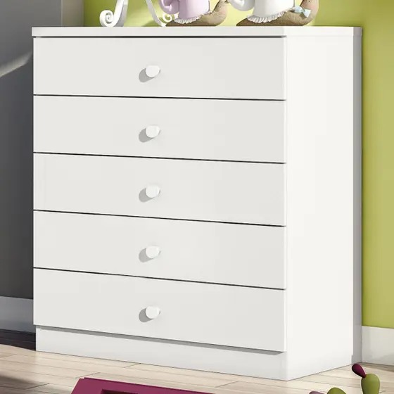 Cômoda Infantil 5 Gavetas Henn Bala de Menta - Branco
