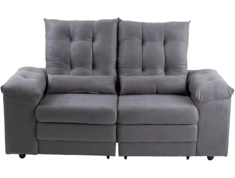 Sofá Retrátil e Reclinável NORDESTE FLEX Colômbia 2 Lugares Suede Cinza