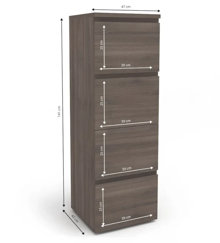 Porta Arquivos Kappesberg 3004 4 Gavetas Com Chave MDP BP