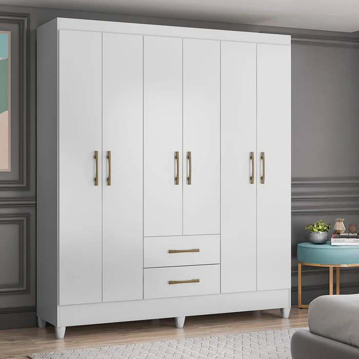 Guarda Roupa 6 Portas Panamá Branco
