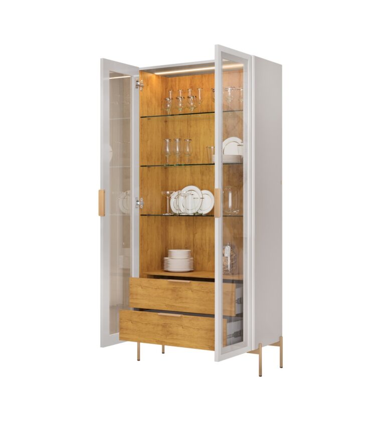 Cristaleira Sala Jantar Olivia OFF WHITE/FREIJO