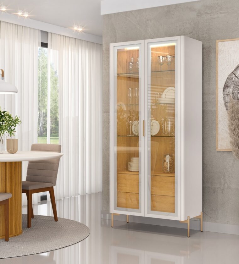 Cristaleira Sala Jantar Olivia OFF WHITE/FREIJO