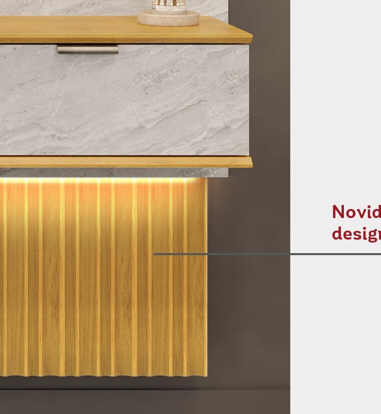 Painel Home p/ TV até 85 Polegadas Hit 2290 100% MDF Extensível c/ Led de 240 a 290cm Freijó/Off White - DJ Móveis