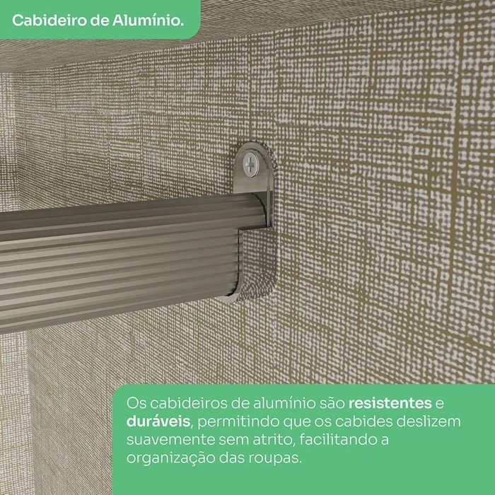 Roupeiro 02 Portas Deslizantes c/1 PT Espelho-Areia/Jequitibá-Linha Seletto-Móveis Henn