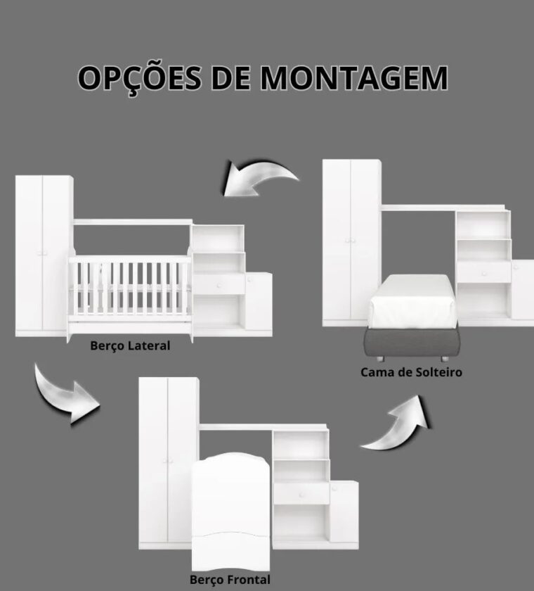 Conjunto Infantil Pétala - Branco - Móveis Henn