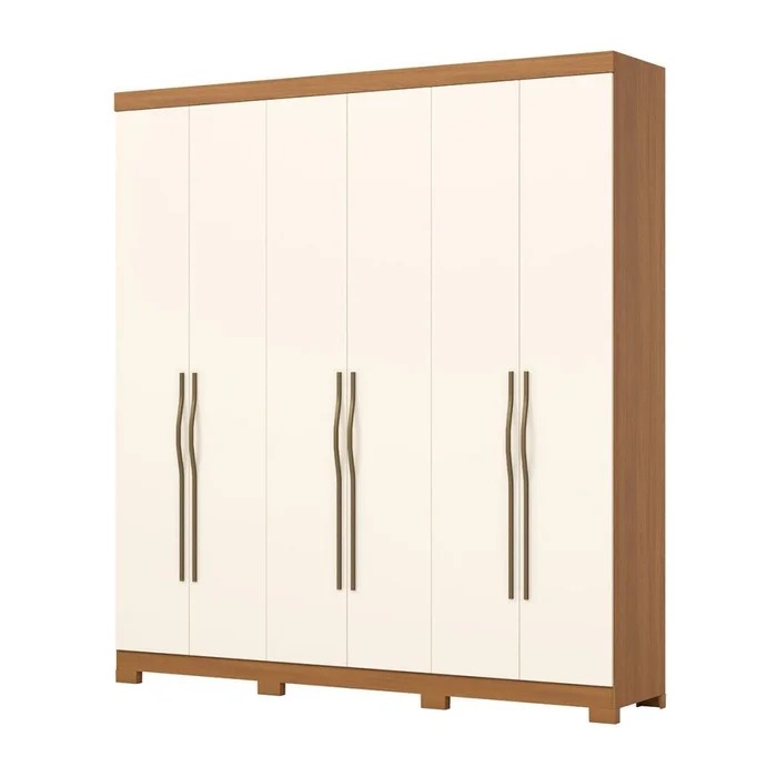 Guarda Roupa Casal 06 Portas 02 Gavetas Dominic D346 Cinamomo Off White - Henn - MÓVEIS HENN
