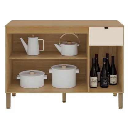 Balcão de Cozinha Vert Plus 3 Portas 1 Gaveta 120 cm Freijó Soft - Kits Paraná