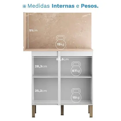 Balcão de Canto Branco/Ártico|Kits Paraná