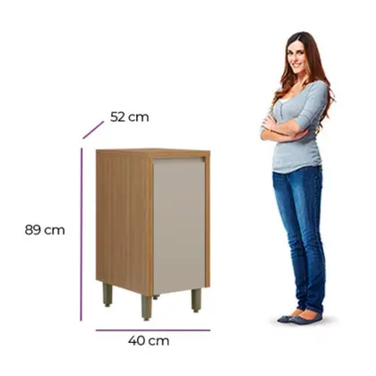 Balcão Com Tampo Allure Linea Brasil 40cm Mdf Jequitiba/gris Fosco