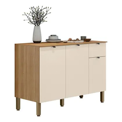Balcão de Cozinha Vert Plus 3 Portas 1 Gaveta 120 cm Freijó Soft - Kits Paraná