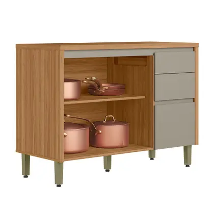 Balcão 2 Portas 120cm 3 Gavetas Allure Linea Brasil