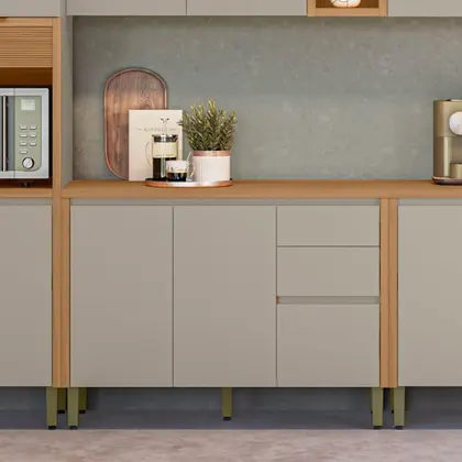 Balcão 2 Portas 120cm 3 Gavetas Allure Linea Brasil