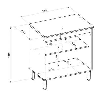 Balcão 2 Portas 80cm Selene Linea Brasil