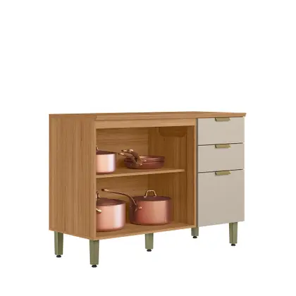 Balcão 3 Portas 120cm 2 Gavetas Selene Linea Brasil