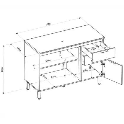 Balcão 3 Portas 120cm 2 Gavetas Selene Linea Brasil