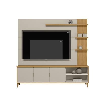 Home p/ TV até 70 Pol Napoli c/ 3 Portas 4 Prateleiras e LED 193x200cm Tauari/Off White Fosco - Linea Brasil