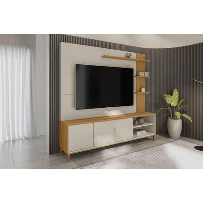 Home p/ TV até 70 Pol Napoli c/ 3 Portas 4 Prateleiras e LED 193x200cm Tauari/Off White Fosco - Linea Brasil