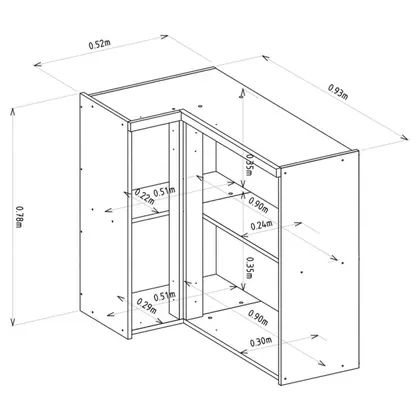 Armário Aéreo Canto 3 Portas 90cm Allure Linea Brasil